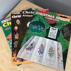 VTG 1980's Christmas Ornaments Cross Stitch, Craft & Crochet Books - Lot 4